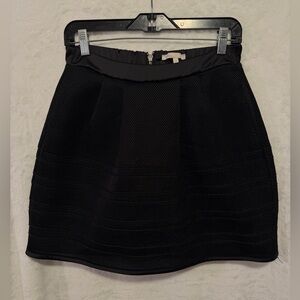 Maje Mini Skirt Black Mesh Fits Small Designer Quiet Luxury A Line Pleated